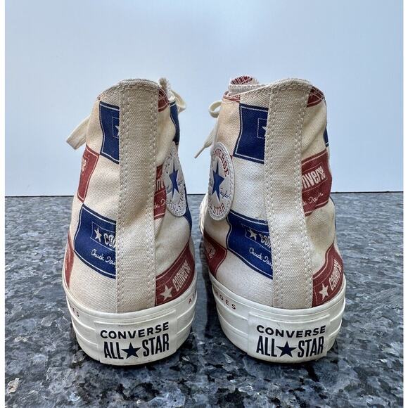 Converse Mens CTAS Hi Bold Branding Canvas 166500C Egret/Blue/Gym Red Size 11 - Picture 9 of 13